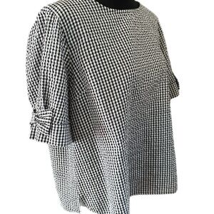 Crown & Ivy Black and White Gingham Blouse